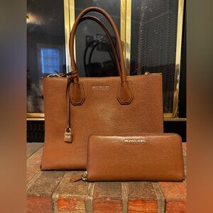 Michael Kors Tan Leather Tote and Wallet